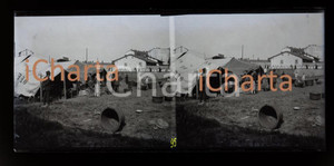 Fotografia d epoca originale 5,5X13cm NEGATIVO ORIGINALE VETRO 1923 MILANO Monforte Accampamento di zingari 1