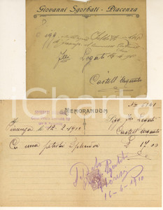 Documento originale, autentico 1910 PIACENZA Giovanni SGORBATI vendita petrolio SPLENDOR Fattura 1