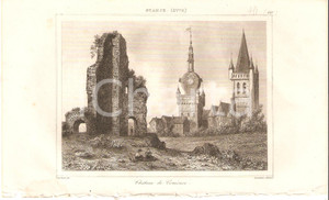 Stampa, bozzetto originale 1840 FRANCE ChÃ¢teau de COMINES  L Univers Stampa inc. LEMAITRE 1