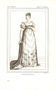 Stampa, bozzetto originale 1852 REGNE DE NAPOLEON Costume français  Costume de Cour Stampa d epoca 1