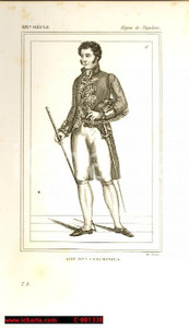 Stampa, bozzetto originale 1852 REGNE DE NAPOLEON Costume franÃ§ais  Aide des CÃ©rÃ©monies Inc. CAMUS 1