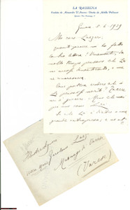 Autografo originale 1939 Achille PELLIZZARI Se si vuol tessere bisogna districare i fili Autografo 1