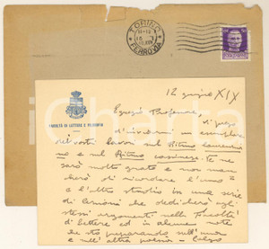 Autografo originale 1940 GENOVA Biglietto Camillo GUERRIERI CROCETTI per lavori - Autografo 1