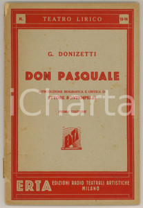 Oggetto da collezione cartaceo 1931 Gaetano DONIZETTI Don Pasquale - 1^ edizione ERTA 1