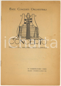 Materiale pubblicitario d’epoca 1924 MILANO Conservatorio VERDI maestro Piero COPPOLA Ente Concerti Orchestrali 1