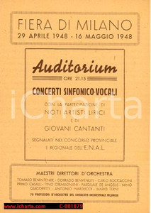 Materiale pubblicitario d’epoca 1948 MILANO FIERA AUDITORIUM Concerto Isabella DE PINTO e Giuseppe CAMERANO 1