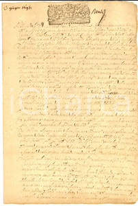 Documento originale, autentico 1695 LAGNASCO Giovanni Battista BERTIO vende terra a Vincenzo LANZONE 1
