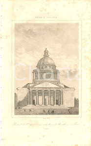 Stampa, bozzetto originale 1840 PARIS FRANCE Portail PANTHEON Eglise SAINTEGENEVIEVE Inc. LEMAITRE 1