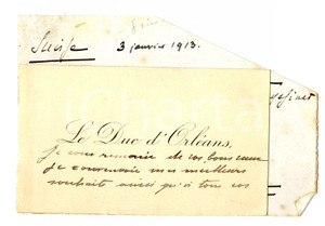Autografo originale 1913 Carte de visite autographe duc Philippe D ORLEANS 1