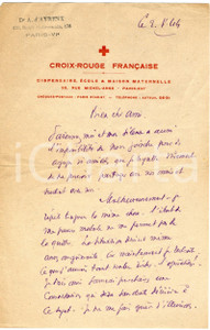 Manoscritto, lettera originale 1944 CROIXROUGE FRANCAISE PARIS Lettre dr. Albert d AYRENX  Autographe 1