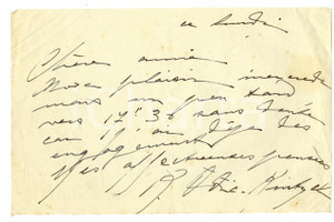 Autografo originale 1930 PARIS Biglietto Magdalena THUMM KYNTZEL - Autograph 1