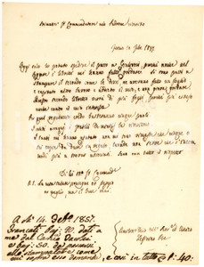 Manoscritto, lettera originale 1857 FERMO Letterato Zeffirino RE contro i tipografi ritardatari *Autografo 1