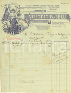 Documento originale, autentico 1912 GENOVA piazza S. Sebastiano  Ricevuta Vittorio FUSELLI Illuminazione 1