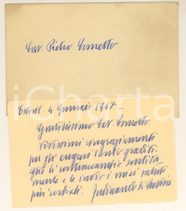 Autografo originale 1949 ESTORIL Ringraziamenti Ferdinando di SAVOIAGENOVA Biglietto AUTOGRAFO 1