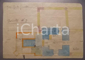 Stampa, bozzetto originale 1926 COMO Progetto Monumento ai Caduti  BROLETTO Planimetria acquerellata 1