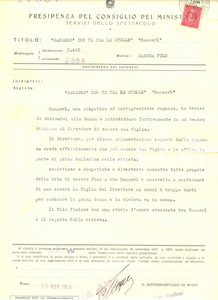 Documento originale, autentico 1954 ROMA CINEMA Nulla osta 'Danzerà con te tra le stelle' Ernst MARISCHKA 1