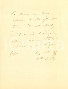 Autografo originale 1880 GREZZANO VR Marchese Ottavio di CANOSSA ringrazia per un libro Autografo 1