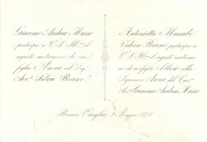 Oggetto da collezione cartaceo 1878 ONEGLIA IM Nozze Anna MUSSO  Avv. Silvio BRUNO Partecipazione 1