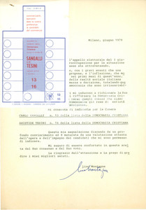 Materiale pubblicitario d’epoca 1979 MILANO ELEZIONI POLITICHE DC Lino MONTAGNA vs terrorismo e inflazione 1