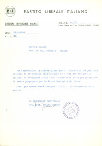 Materiale pubblicitario d’epoca 1977 MILANO PROPAGANDA POLITICA PLI come alternativa alla sinistra 1