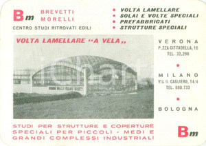 Materiale pubblicitario d’epoca 1950 ca MILANO Brevetti MORELLI Vola lamellare a vela Biglietto ILLUSTRATO 1