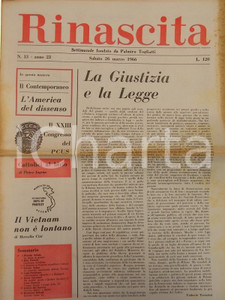 Giornale, rivista storica 1966 RINASCITA Pietro INGRAO Cattolici al bivio con supplemento AMERICA dissenso 1