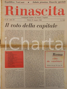 Giornale, rivista storica 1966 RINASCITA Luigi BERLINGUER Università all opposizione Rettorato PAPI 1