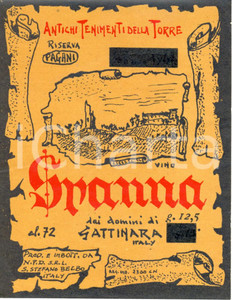 Materiale pubblicitario d’epoca 1970 ca SANTO STEFANO BELBO CN Vino SPANNA Distilleria NPD Etichetta ILLUSTRATA 1