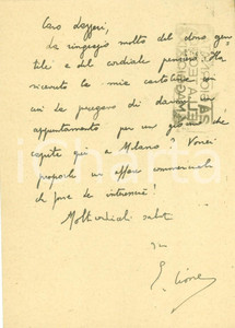 Autografo originale 1941 MILANO Domenico Edmondo CIONE propone affare commerciale a Gerolamo LAZZERI 1