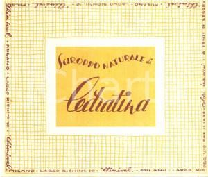 Materiale pubblicitario d’epoca 1970 ca MILANO CHIMIVAL Sciroppo naturale di cedratina ETICHETTA pubblicitaria 1