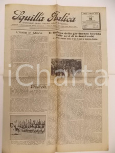 Giornale, rivista storica 1935 SQUILLA ITALICA Raduno Giovinezza fascista nelle nevi di GRINDELWALD 1