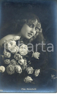 Cartolina originale da collezione 1920 ca CINEMA Pina MENICHELLI Ritratto attrice e mazzo di rose Cartolina FP NV 1
