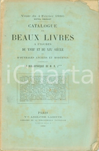 Libro, pubblicazione d epoca 1886 PARIS Librairie LABITTE Catalogue beaux livres figures Bibliothèque M. R.J. 1