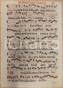 Libro, pubblicazione d epoca 1700 ca ANTIFONARIO ROMANO Pagina canti in rosso nero nella NATIVITA  Signore 1