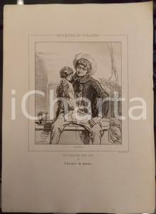 Stampa, bozzetto originale 1853 Paul GAVARNI Masques et visages  Les Anglais chez eux Tav. 15 L héritier 1