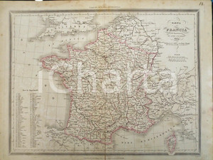 Stampa, bozzetto originale 1865 ca TORINO Atlante universale  Carta della Francia Ed. MAGGI DANNEGGIATA 1