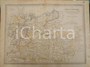 Stampa, bozzetto originale 1865 ca TORINO Atlante universale  Carta dell EUROPA CENTRALE Ed. MAGGI 1