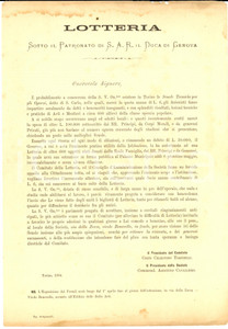 Documento originale, autentico 1884 TORINO Lotteria pro scuole tecniche SAN CARLO per gli operai Volantino 2 1