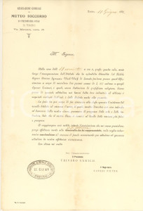 Documento originale, autentico 1887 TORINO Inaugurazione fondazione IGNAZIO WEILWEISS di LAINATE pro operai 1