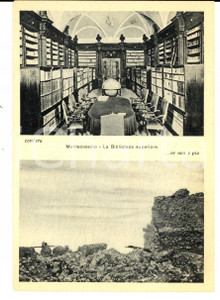 Cartolina originale da collezione 1945 ca ABBAZIA MONTECASSINO Biblioteca prima e dopo il bombardamento Cartolina 1