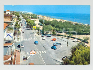 Cartolina originale da collezione 1973 TORTORETO (TE) Veduta aerea lungomare Stazione AGIP Cartolina ANIMATA FG VG 1