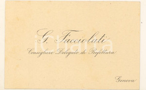Oggetto da collezione cartaceo 1890 GENOVA - G. FACCIOLATI Consigliere delegato di Prefettura - Biglietto 1