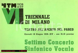 Documento originale, autentico 1936 MILANO Maestro Ferruccio CALUSIO VII Concerto sinfonico vocale Programma 1