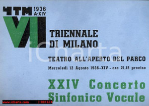 Documento originale, autentico 1936 MILANO Maestro Ferruccio CALUSIO XXIV Concerto Sinfonico Vocale Programma 1