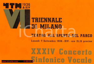Documento originale, autentico 1936 MILANO Maestro Mario CORDONE XXXIV Concerto Sinfonico Vocale *Programma 1