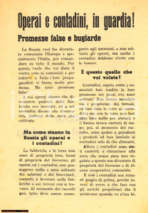 Oggetto da collezione cartaceo 1946 REFERENDUM 2 GIUGNO Operai, in guardia! Volantino PROPAGANDA MONARCHIA 1