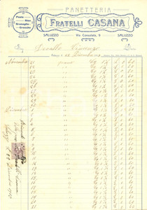 Documento originale, autentico 1913 SALUZZO CN Panetteria Fratelli CASANA pasta granaglie Fattura commerciale 1