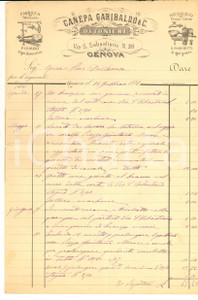 Documento originale, autentico 1881 GENOVA via S. Sebastiano  Garibaldo CANEPA Pompe e latrine  Conto lavori 1