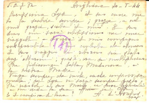 Autografo originale 1944 AVIGLIANA TO Anna d AVALOS ringrazia per un dono AUTOGRAFO 1