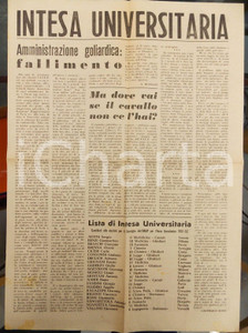 Giornale, rivista storica 1951 PAVIA INTESA UNIVERSITARIA Fallimento amministrazione goliardica ASUP 1 1
